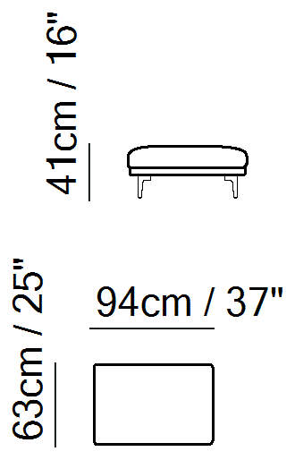 Oblò Sectional by Natuzzi Italia: Pouf, outline drawing with sizes