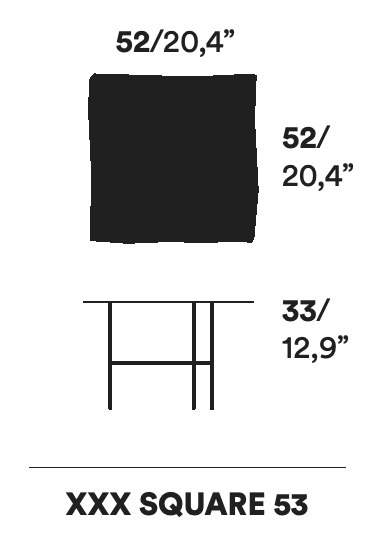 XXX Coffee Table by Opinion Ciatti, size drawing: XXX SQUARE 53