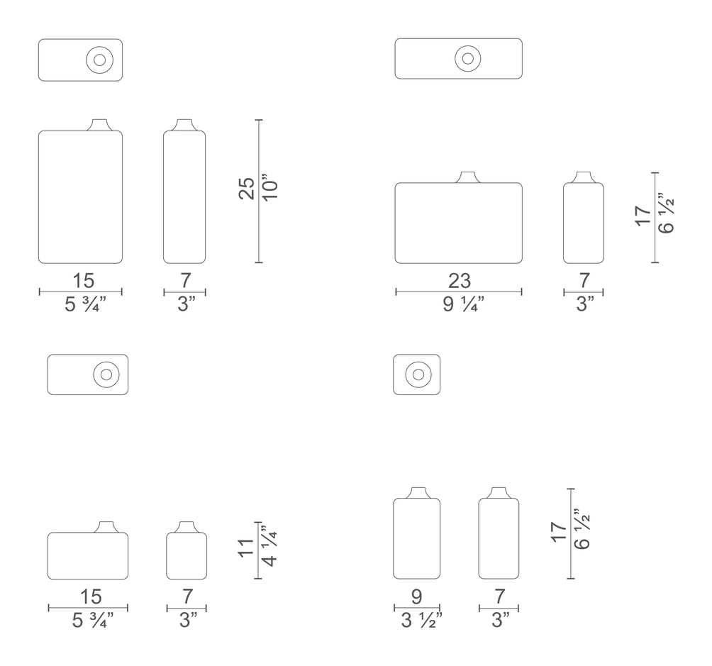 TassTumu Vase by Cappellini, size drawing