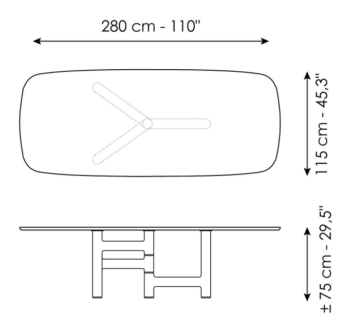 Pivot Dining Table by Bonaldo, size drawing 4