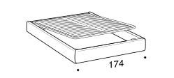 Otello Bed by Ditre Italia, size drawing: Bed base for 160x200 cm mattress with BOX mechanism