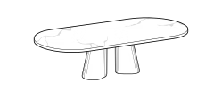Pillar Dining Table by Ditre Italia, size drawing: Table XL 320 light marble top