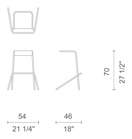 Alodia Stool by Cappellini, size drawing: LD_1
