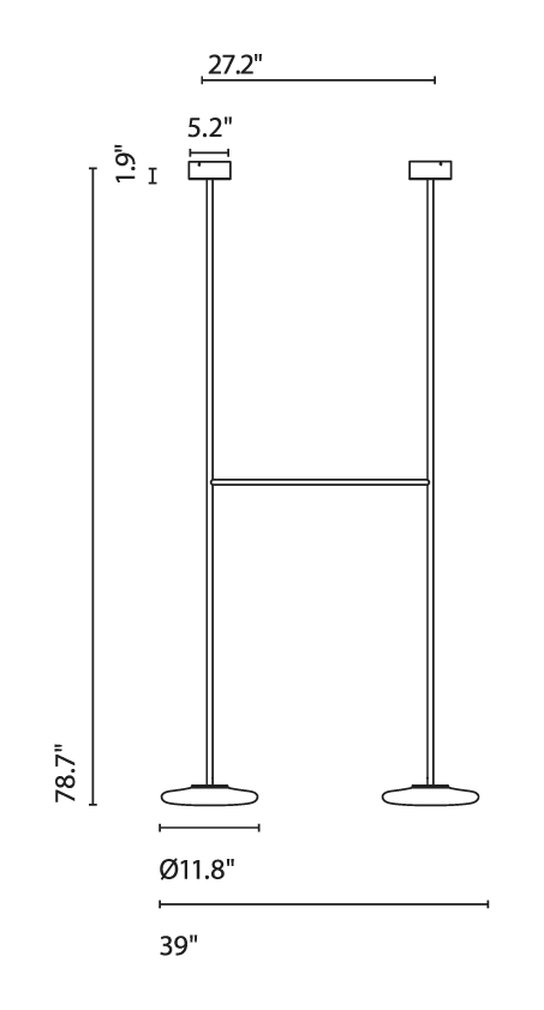 Ihana Ceiling Lamp by Marset, size drawing: Ihana x2 200