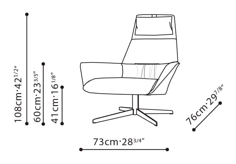 Qing Chair (High Back) by Camerich, size drawing: C02D0704