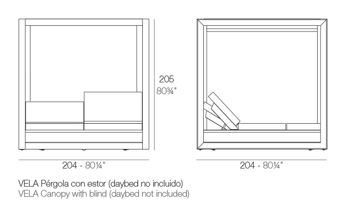 Vela Canopy by Vondom, size drawing