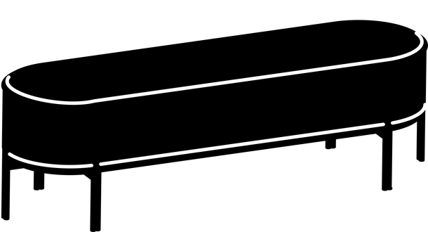 Puffoso Bench by Bontempi, size drawing
