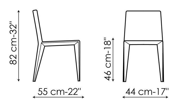 Filly Chair by Bonaldo, size drawing: Filly