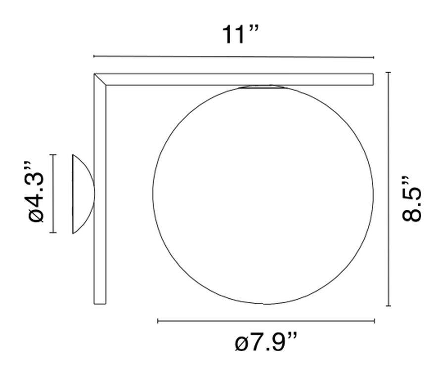 IC Lights Wall/Ceiling Lamp by Flos, size drawing: IC Lights C/W1