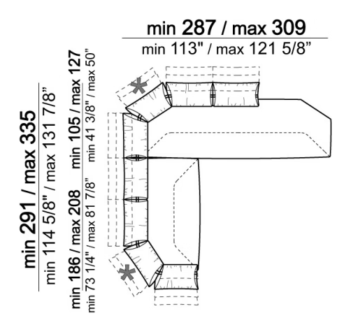 Smooth Operator Sofa by Arketipo, size drawing: Composition C