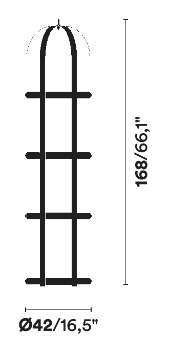 La Gabbia Shelving Unit by Opinion Ciatti, size drawing