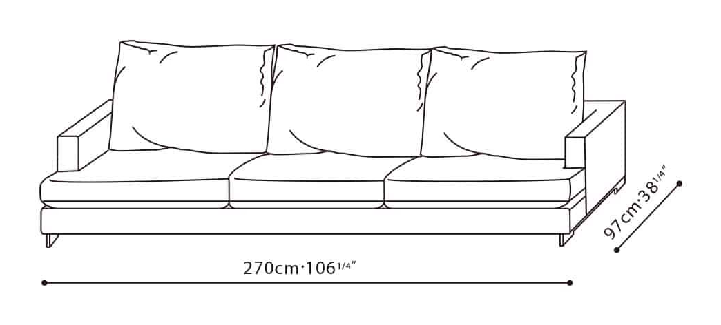 Easytime Sofa by Camerich, size drawing: C01F0904