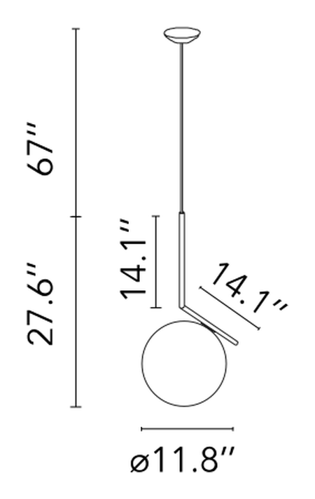 IC Lights Suspension Pendant Lamp by Flos, size drawing: IC Lights S2