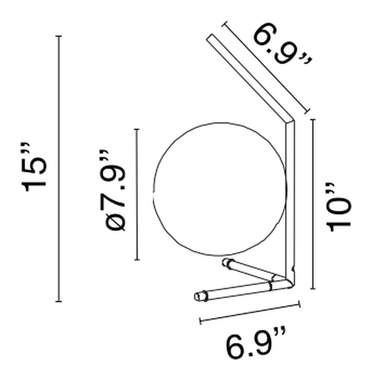 IC Lights Table Lamp by Flos, size drawing: IC Lights T1 Low
