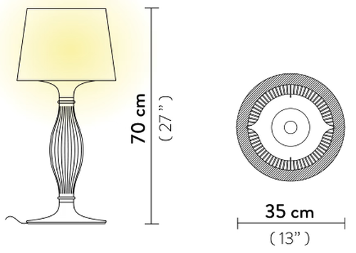 Liza Table Lamp by Slamp, size drawing