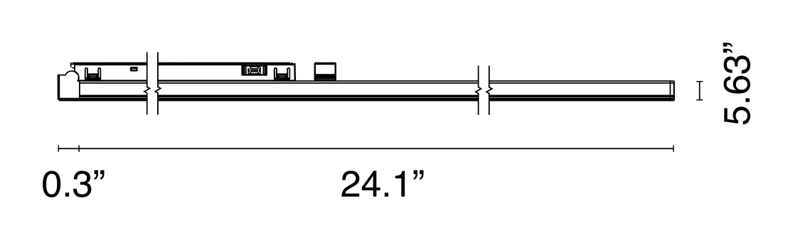 Light Stripe Recessed Module by Flos, size drawing: Light Stripe 600 Recessed Profile