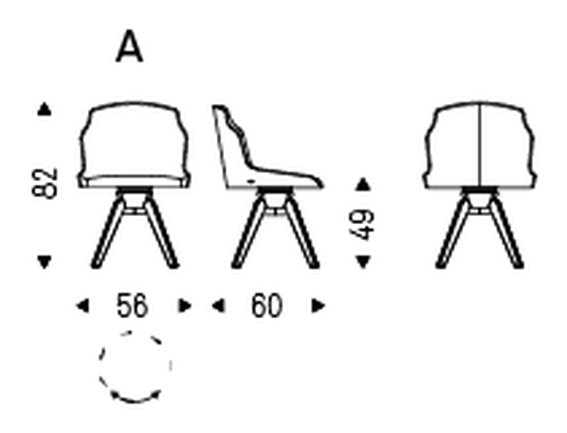 Tyler Swivel Chair by Cattelan Italia, size drawing 1