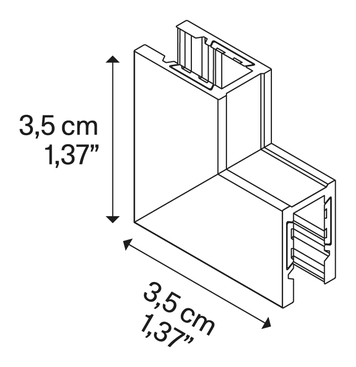 DoubleZero7 Surface Lighting System by Lodes, size drawing: External Corner