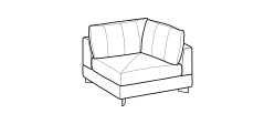 Luvon Sofa by Ditre Italia, size drawing: Square corner