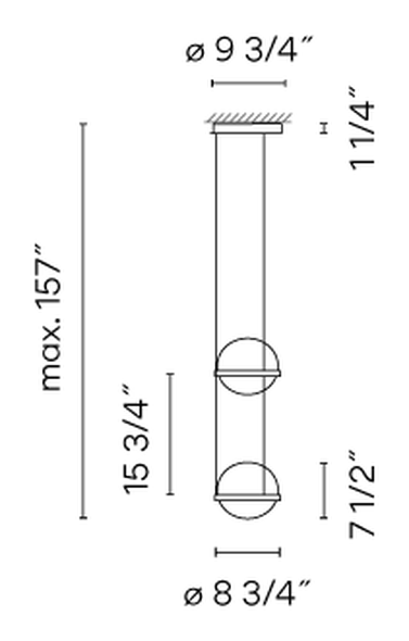 Palma Lighting Collection by Vibia, size drawing: Model 3726