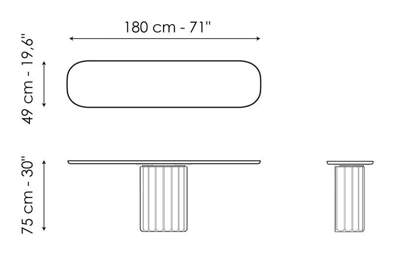 Dorian Console Table by Bonaldo, size drawing 3