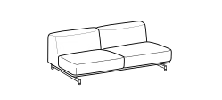St. Germain Sofa by Ditre Italia, size drawing: 3-seat maxi central element