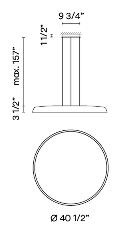 Bigger Ceiling and Pendant Lamps by Vibia, size drawing: Model 3930