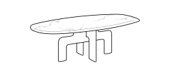 Biarritz Dining Table by Ditre Italia, size drawing: Oval table 260 marble top