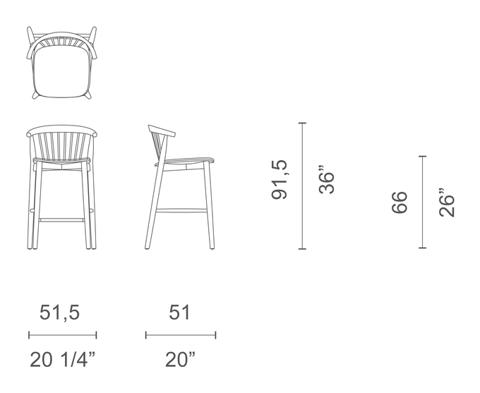Newood Stool by Cappellini, size drawing: NW_11T