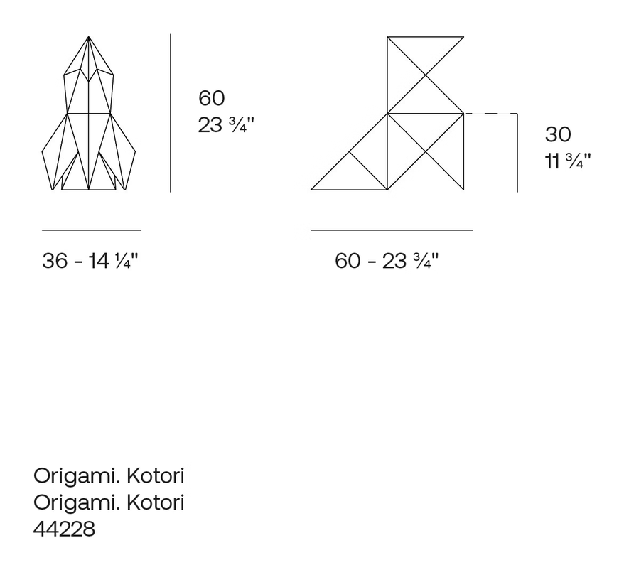 Tori Bird Sculpture by Vondom, size drawing