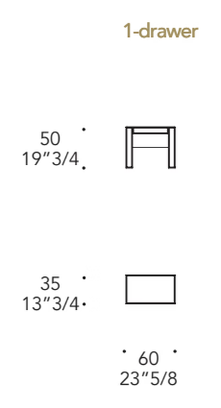 Avantgarde Comodino Nightstand by Reflex, size drawing