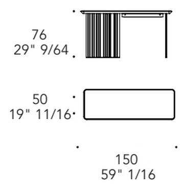 Monolite Scrittoio Desk by Reflex, size drawing