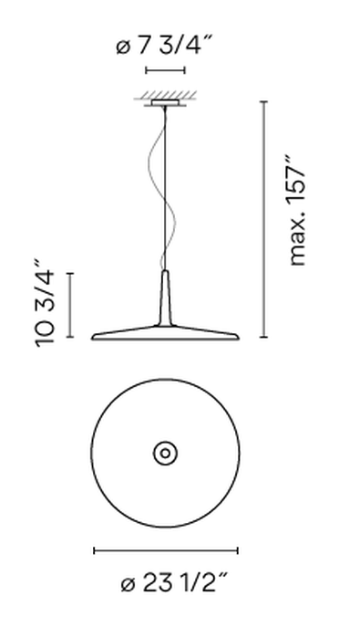 Skan Pendant Lamp by Vibia, size drawing: Model 0275