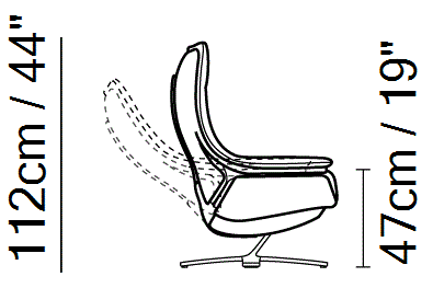 Re-Vive Casual Recliner by Natuzzi Italia, size drawing