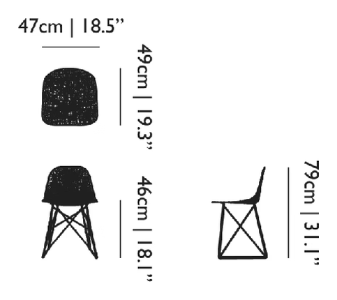 Carbon Chair by Moooi, size drawing