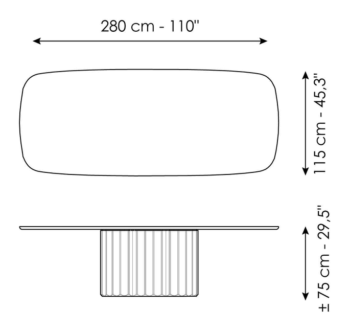 Dorian Dining Table by Bonaldo, size drawing 4