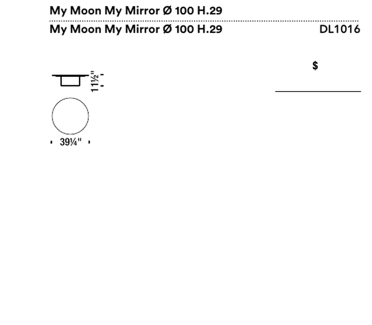 My Moon My Mirror Coffee Table by Moroso, size drawing