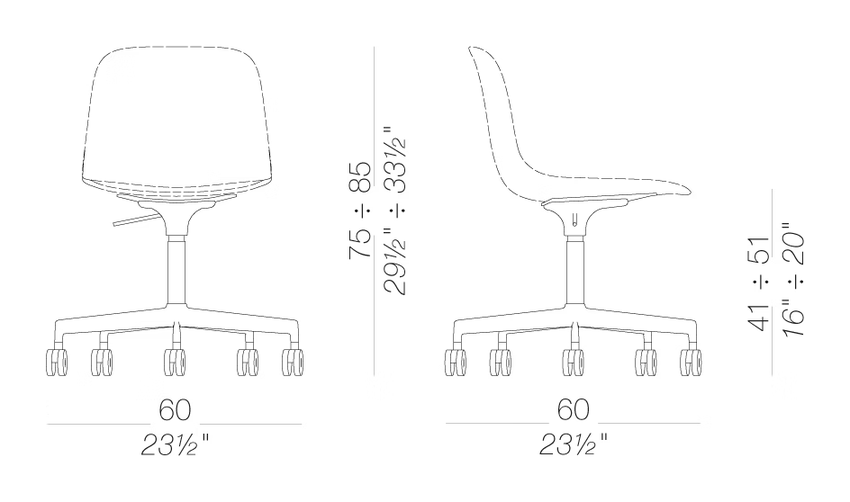 Seela S346 Chair by LaPalma, size drawing