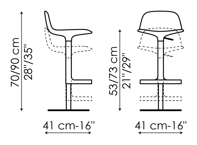 Bonnie Stool by Bonaldo, size drawing