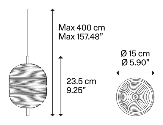 Jefferson Cluster Pendant Lamp by Lodes, size drawing: Jefferson small