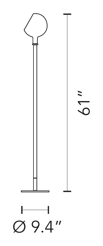 Parola Floor Lamp by Fontana Arte, size drawing
