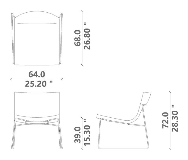 Malè Indoor Lounge Chair by Talenti, size drawing