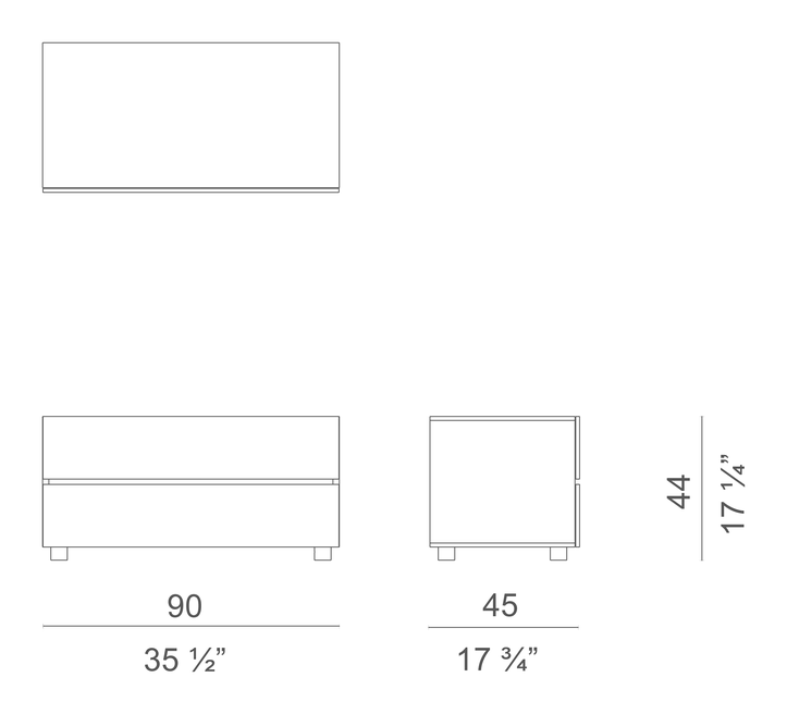 Uni Notte Cabinet by Cappellini, size drawing: UNN1P