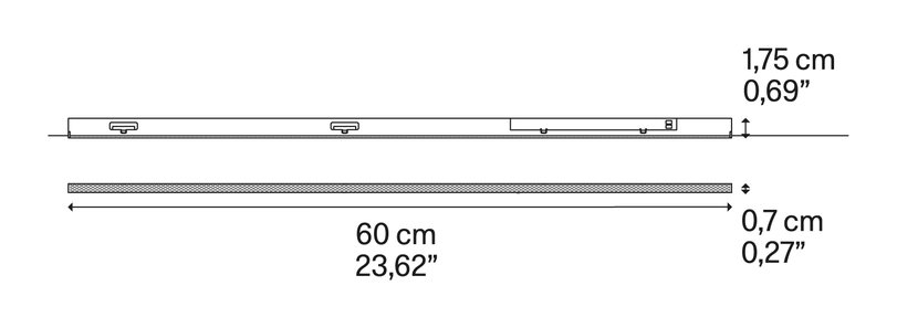Moduli di Luce Lighting System by Lodes, size drawing: Severine 60 LIGHT LINE