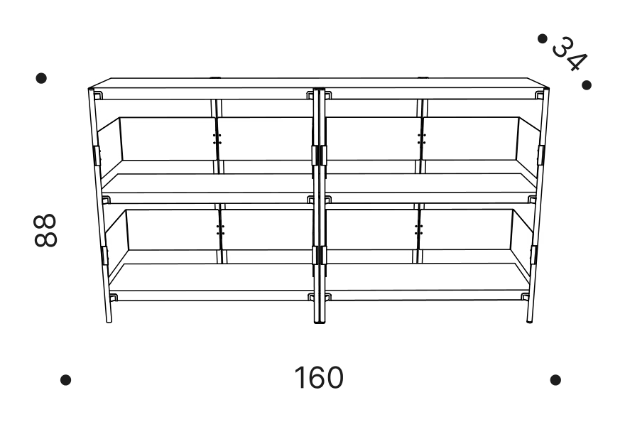 Zigzag Console by Driade, size drawing