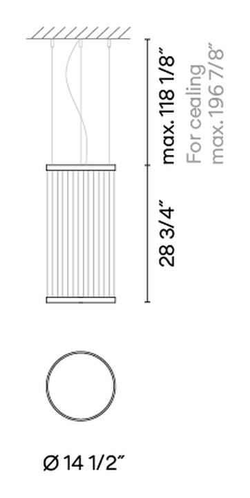 Array Pendant Lamp by Vibia, size drawing: Model 1800