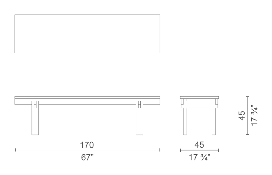 Mathare Table by Cappellini, size drawing: MTR4