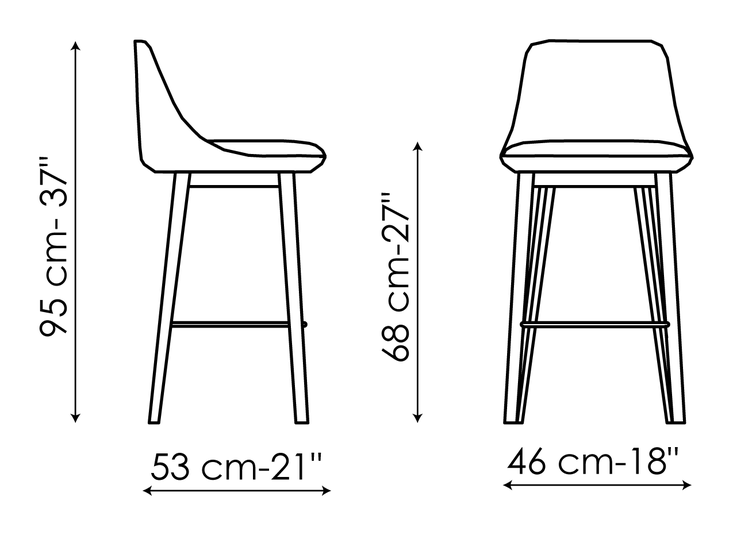 Itala Too Stool by Bonaldo, size drawing: Itala too H 68
