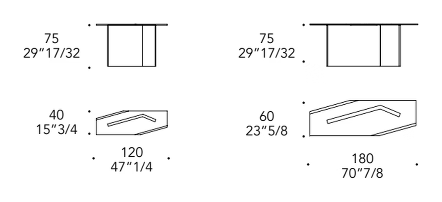 Cubitum Console by Reflex, size drawing
