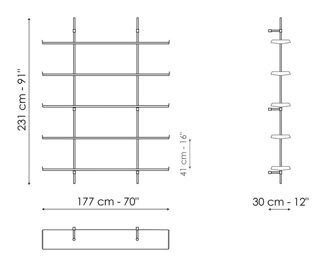 Foil Bookshelf by Bonaldo, size drawing 1